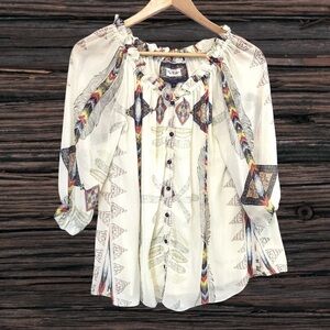 Vintage Collection Cream and White Graphic Relaxed Blouse
